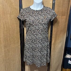 American Eagle Outfitters Black and Tan Flutter Sleeve Mini Dress